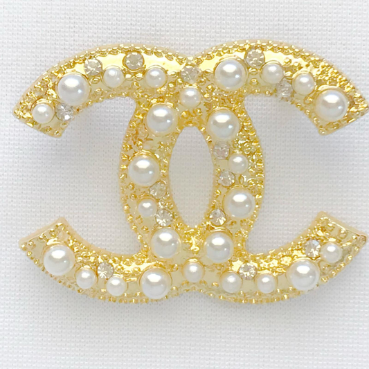 Inspired Chanel Pearl Gold Brooch